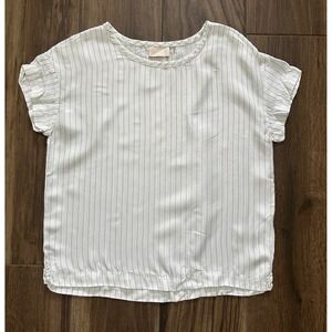 Karen by Simonsen Gatito Tee White Pinstripe Cupro Blouse Top 10102111 Womens